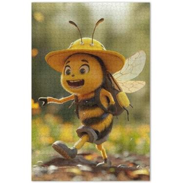 Imagem de Quebra-cabeças engraçados com estampa de abelhas, 1000 peças para adultos, paisagem floral, quebra-cabeças difíceis engraçados, 75 x 40 cm