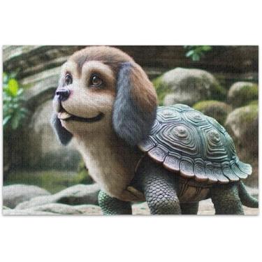Imagem de Quebra-cabeça engraçado tartaruga cachorro adultos 500 peças decoração de casa arte duros divertidos bobos, 50 x 35 centímetros