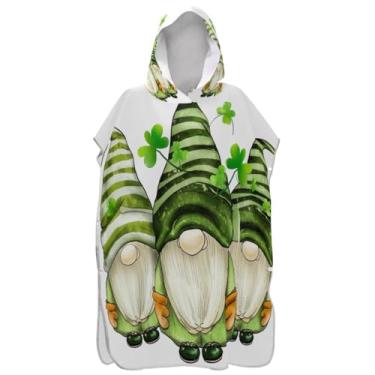 Imagem de Joisal Poncho de surfe para trocador adulto toalha de banho com capuz tamanho grande fofo dia de São Patrício verde gnomo adulto ponchos para mulheres