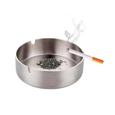 Imagem de 10 Cinzeiros Redondo Em Inox Cigarro Bar Casa Cinzeiro 8cm