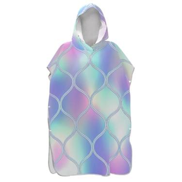 Imagem de TSENQUE Poncho de surfe vestível trocando roupão adulto praia moletom toalha floral macia pastel feminino ponchos com capuz