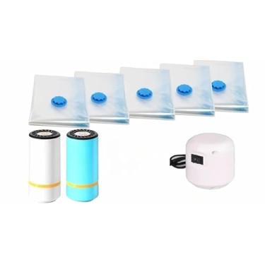 Imagem de Conjunto De Sacos De Armazenamento A VáCuo Para Bagagem Com Bomba EléTrica RecarregáVel – VáRios Tamanhos(KIT5-50X60,RECARREGAVEL (BIVOLT))