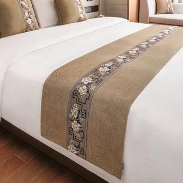 Imagem de Cachecol de cama para tamanho Queen, corredores e cachecóis de cama de hotel premium, poliéster premium, decoração multiuso, fácil de cuidar, perfeito para estilo de quarto de hóspedes - curry | | 70