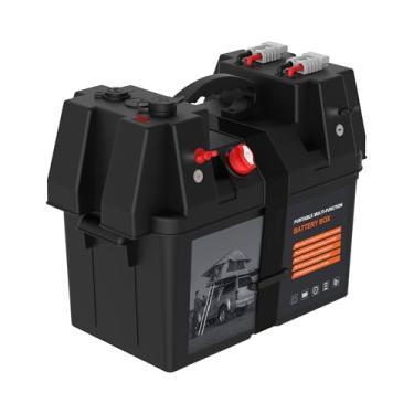 Imagem de IZTOSS Caixa de bateria inteligente portátil, com voltímetro, porta QC3.0 + PD 18W, tomada de cigarro, porta Anderson, disjuntor de energia, para motor de tração, RV e painel solar, bateria não
