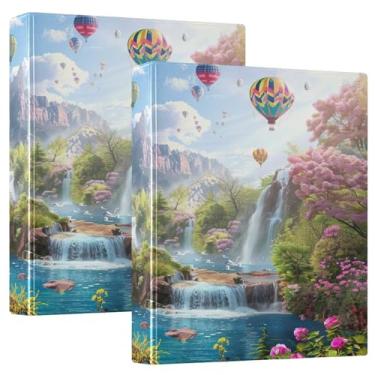 Imagem de Balão de ar quente Romantic Valley com 3 anéis, fichários escolares resistentes, 27 x 31,5 cm, pastas escolares
