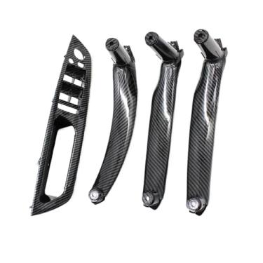Imagem de 4 pçs conjunto carro frente motorista maçaneta da porta braço capa interior puxar painel guarnição compatível para bmw x5 x6 e70 e71 2007-2013(Carbon Fiber Pattern LHD SET)
