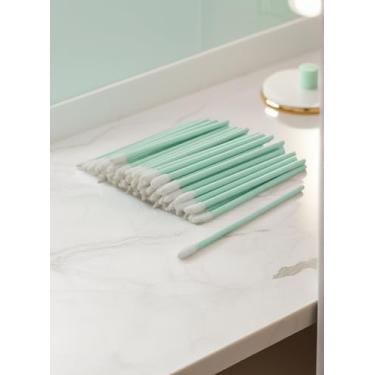 Imagem de 50 pincéis descartáveis de brilho labial - Aplicadores de maquiagem para batom e líquido verde