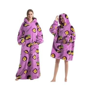 Imagem de Cobertor De Flanela Oversized Com Mangas, Moletom De Inverno Para Mulh