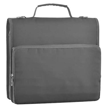 Imagem de Fichário preto escuro de 3,8 cm (1 1/5.1 cm) 3 anéis D fichário organizador com zíper bolsa de fichário com alça para armazenamento de viagem escolar pasta portfólio com alça