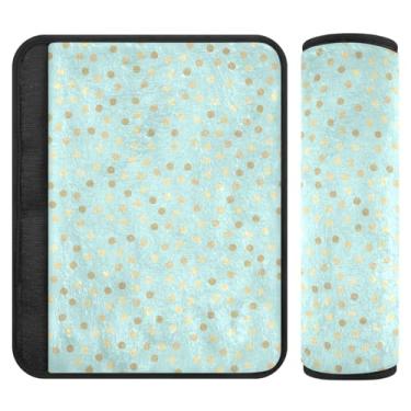 Imagem de Almofada de cinto de segurança macia com bolinhas brilhantes azul-petróleo, acolchoada com algodão, almofadas de alça de mochila, enchimento de cinto de segurança para crianças