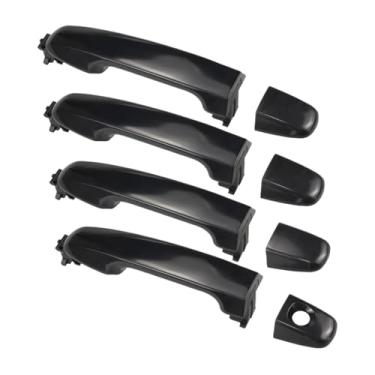 Imagem de Maçaneta da porta traseira exterior preta de 4 unidades com tampa compatível para Toyota Camry 2012-2017 69210-06200 69210-60170