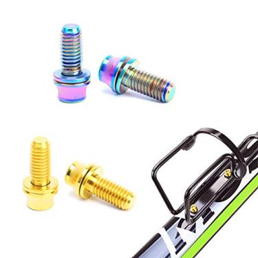 Imagem de POCREATION 2 PCS M5x12mm Parafusos de Liga, Parafusos de Gaiola de Garrafa de Bicicleta para Ciclismo Suporte de Garrafa de água Com Arruela, TC4 CNC Usinado Leve para Motocicleta de (BLACK)