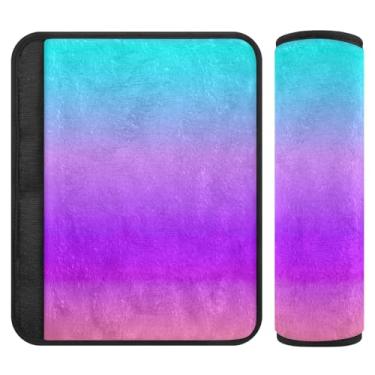 Imagem de Joitme Capas de cinto de segurança de flanela macia roxa azul ombré para crianças - almofadas acolchoadas para carros, bolsas de câmera e mochilas