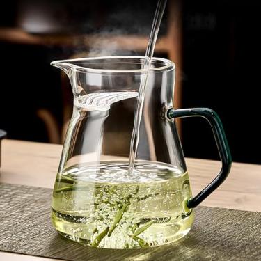 Imagem de Jarra de vidro para servir chá, transparente com alça, vidro borossilicato resistente ao calor, capacidade de 600 ml, servidor de café