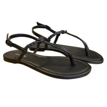 Imagem de Sandália Anacapri Rasteira Preta Trançada Slim-Feminino