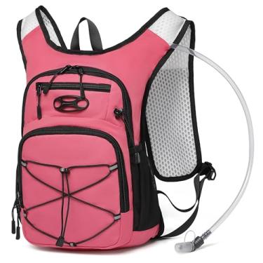 Imagem de Wotony Mochila leve de hidratação com bexiga de água 2LOR 3L para ciclismo, caminhada, rave - mochila de água para homens e mulheres (rosa, 2L-bexiga)