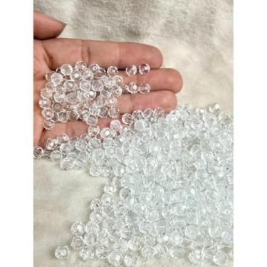 Imagem de Miçanga Acrílica Cristal 6mm Sextavada Colorida para Bijuterias e Artesanato – 200 Unidades (BRANCO - 101)