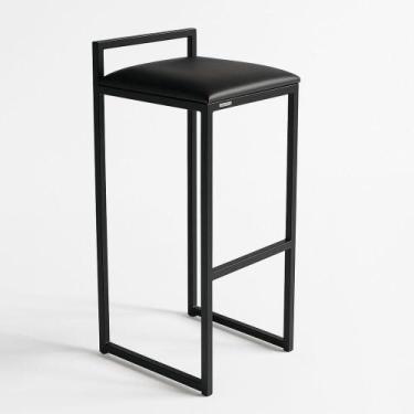 Imagem de Banqueta Ferro Alta Industrial Metal Bar Moderno material sintético Co
