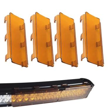 Imagem de Kit de cobertura de lente de barra de luz LED âmbar de 81 cm, capas de policarbonato de encaixe de 10 x 20 cm, serve para barras de luz off-road retas e curvas de 7,6 cm de largura, proteção durável e
