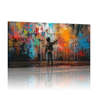 Imagem de Banksy Posters and Prints, Banksy Canvas Wall Art Grande, Banksy Art Wall Decor Canvas, Banksy Extra Large Wall Art Print - (40x80cm)40.6x81.3 cm sem moldura