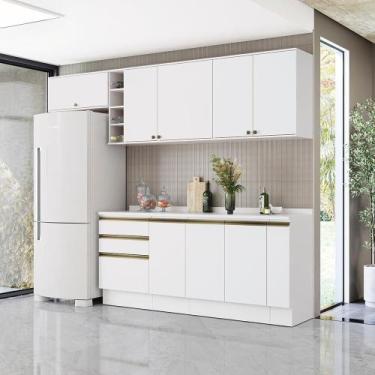 Imagem de Armário de Cozinha Completa Garrafeiro 100% MDF 280cm Branco Celeste K