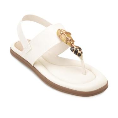 Imagem de Sandália Rasteira Pedras Conforto Modare (Branco Off, BR, Adulto, Numérico, 39)