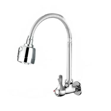 Imagem de Torneira Gourmet Flexível Cozinha Parede preto Duplo Jato Cone 1/4 de Volta (Tipo B Prateado（Em paredes ）)