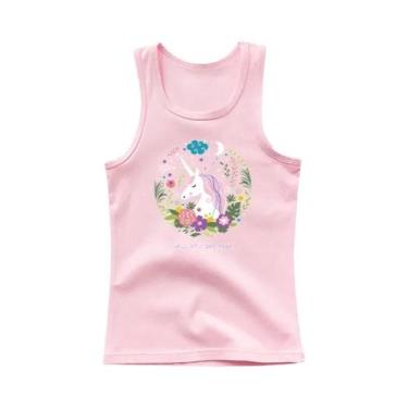 Imagem de Camiseta Regata Sem Mangas Para Meninas Com Estampa De Unicórnio Kawai