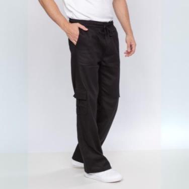 Imagem de Calça Cargo Streetwear Estilo Largo Balão Jeans Sarja Masculino - 4 Az