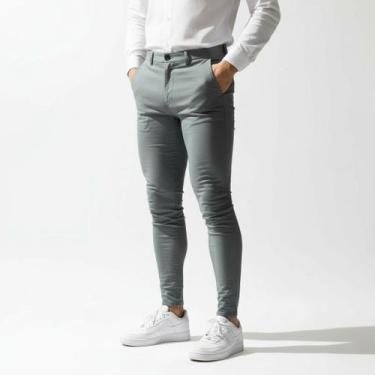 Imagem de Calça Social Masculina Alfaiataria com Elastano - Mitchelgutto, Cinza,