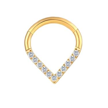 Imagem de HQLA Anel de argola de nariz 16G Anel de septo CZ transparente brinco daith aço cirúrgico segmento articulado clicker tragus torre hélice cartilagem concha argola piercing joia para mulheres homens 8