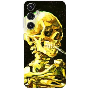 Imagem de Berkin Arts Compatível com Samsung Galaxy S24 FE 5G Capa artística de silicone para celular pós-impressionismo (cabeça de um esqueleto com um cigarro aceso por Vincent Van Gogh)