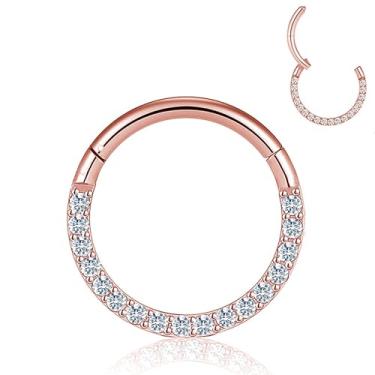 Imagem de HQLA Anel de argola de nariz 16G Anel de septo CZ transparente brinco daith aço cirúrgico segmento articulado clicker tragus torre hélice cartilagem concha argola piercing joia para mulheres homens 8