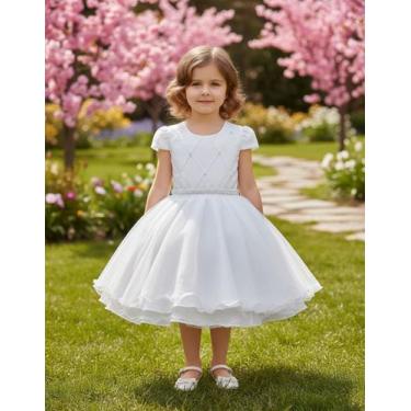 Imagem de Vestido Infantil Princesa Pérola Festa Luxo Saia De Brilho - Algodoão 