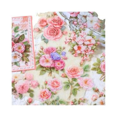 Imagem de Adesivos Florais PET 20pcs Material Para Colagem De Álbum Scrapbooking