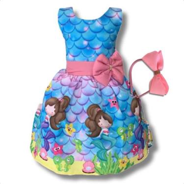 Imagem de Vestido Infantil Temático Pele De Sereia Luxo Festa - Bento E Maria Mo