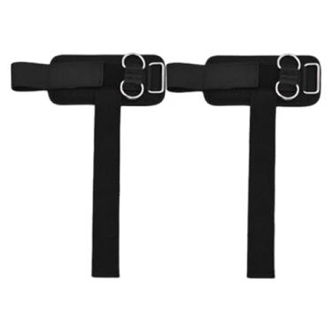 Imagem de kowaku Conjunto de 2 faixas de pulso para levantamento de peso, leves e com argolas duplas em D, ideais para exercícios em banco de musculação, Preto