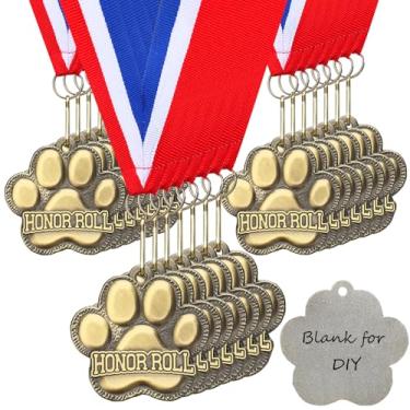 Imagem de Trnayi 20/40 peças de medalhas de impressão de pata para prêmios, medalhas de ouro, participação em equipe vencedora em massa para competições de torneios de prêmios de troféu (20 peças, rolo de honra