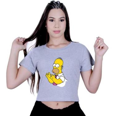 Imagem de Blusinha Cropped Algodão The Simpsons Homer - Lafre, Cinza, GG