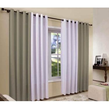 Imagem de Cortina Bicolor Rústica com Ilhóses Cromado 4 x 2,5  Admirare, Bege co