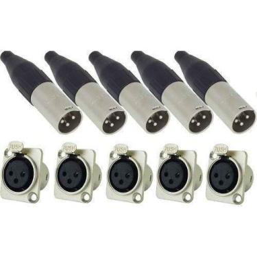 Imagem de Kit Com 10 Plug Conector Santo Angelo Xlr Macho E Femêa