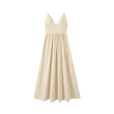 Imagem de Vestido Longo Sem Mangas Com Decote Em V Profundo E Costas Descobertas