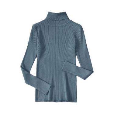 Imagem de Suéter Feminino De Gola Alta Preto, Moda De Inverno, Malha Elástica, T