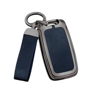 Imagem de Capa De Chave De Carro Em Liga De Zinco, Compatível Com Seat Ateca Leon Fr 2 Ibiza, Capa De Couro Genuíno De Alta Qualidade, Fivela, Acessórios Automotivos(A gun blue)