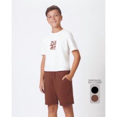 Imagem de Bermuda infantil verão confortável leve moderna casual - Preto e Marrom - Masculino 12 a 18 anos-Masculino