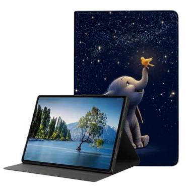 Imagem de DHEEBFWE Capa para Samsung Galaxy Tab A11/A9 2025/2023, 2025/2023, capa fina de couro PU leve com despertar/hibernar automaticamente, ângulos de visualização ajustáveis. Elefante e pássaro fofos