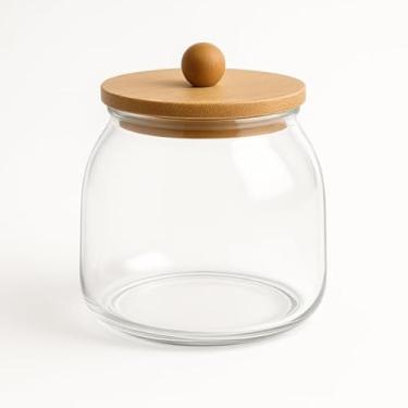 Imagem de Pote Herméticos De Vidro Com Tampa De Bambu Luxo E Organização Para Cozinha