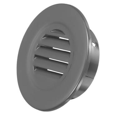 Imagem de PATIKIL Saída de ar redonda de 10 cm, capa de grade de alumínio Soffit Ventilação HVAC para teto parede telhado banheiro cozinha garagem duto galpão garagem, cinza escuro