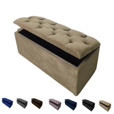Imagem de Puff Baú Solteiro Pé de Cama Suede Decorativo Organizador Para Quarto 