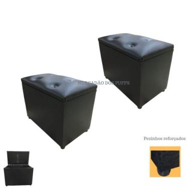 Imagem de Kit 2 Puff Baú Decorativo Porta Brinquedos Objeto Organizado - Mercadã